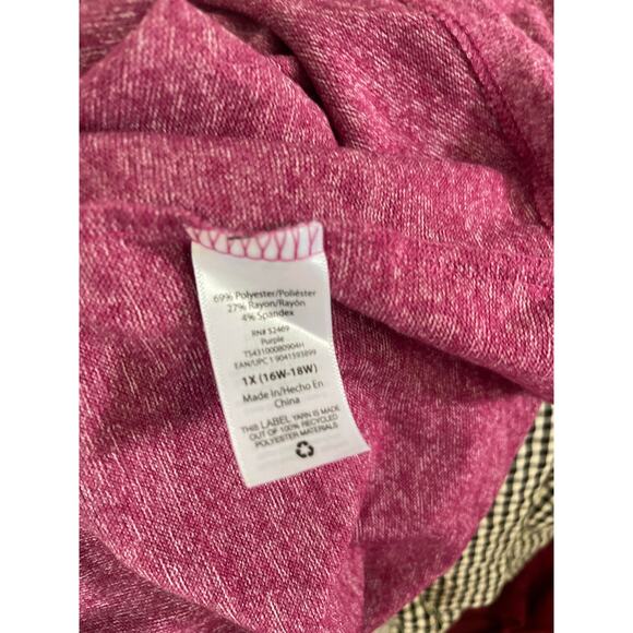 knit blouse sweater mauve pink raspberry women's 1x keyhole soft easy to wear - Picture 9 of 16